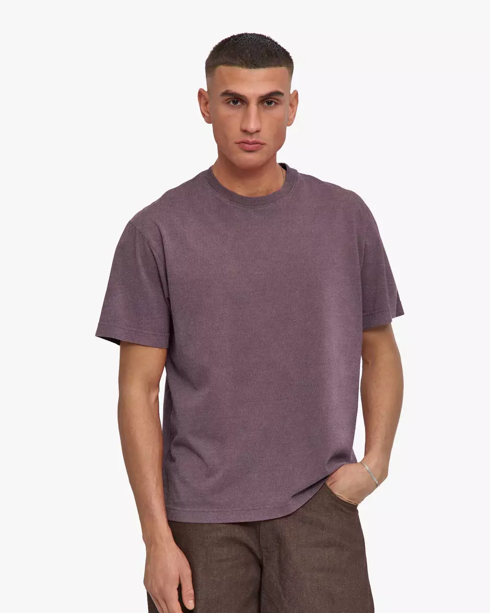 Colorful Standard Oversized Organic T-Shirt Faded Grape Herren dunkellila
